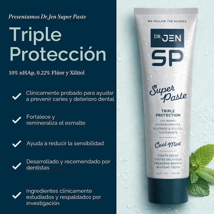 Dr. Jen Super Pasta de dientes, 10% Nano Hidroxiapatita, diseñada p...