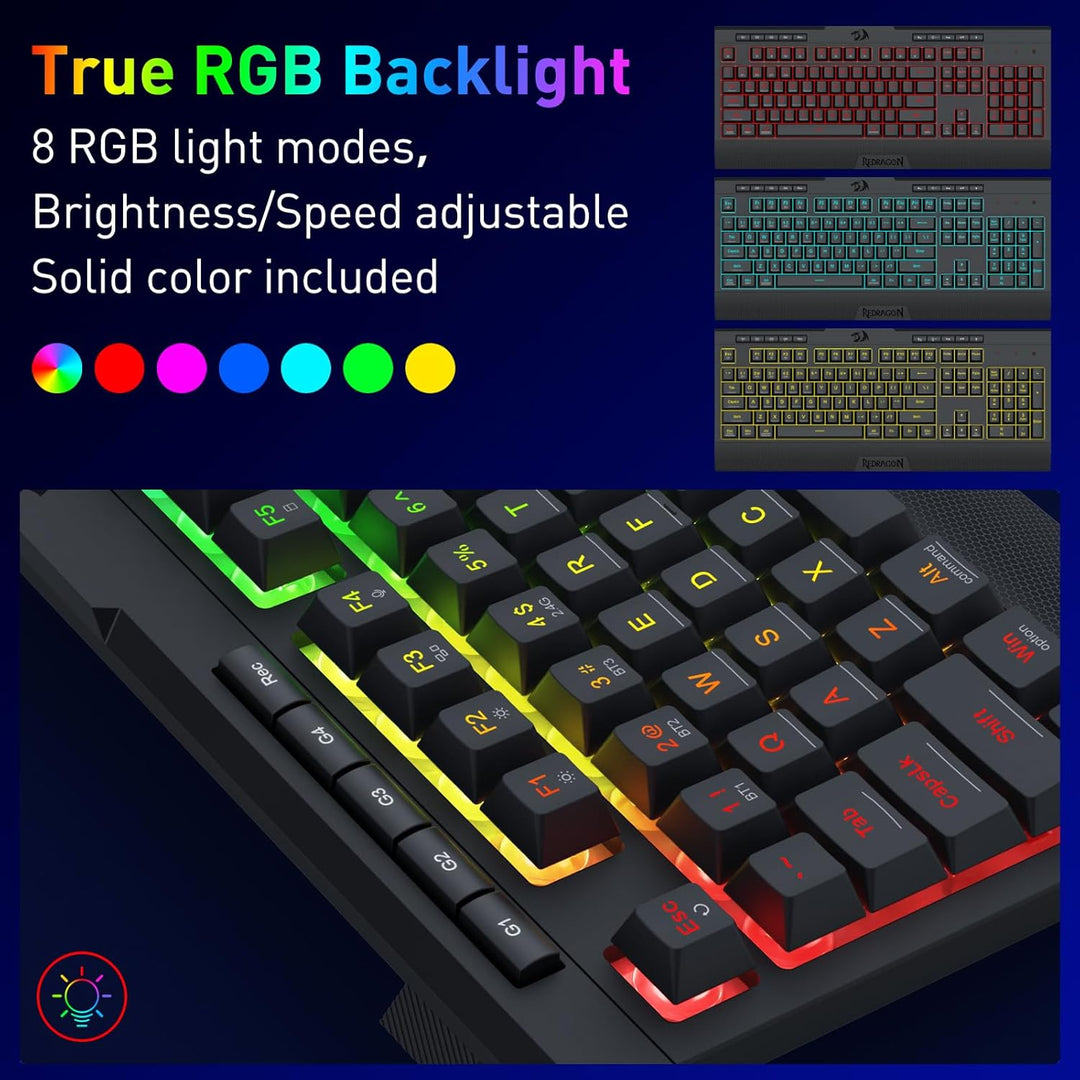 Redragon K525 PRO RGB Teclado inalámbrico de 3 modos para juegos co...