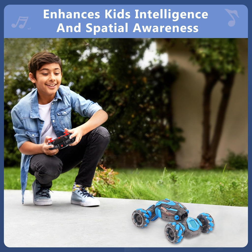Auto de acrobacias RC con detección de gestos para niños, Azul Gris Profundo