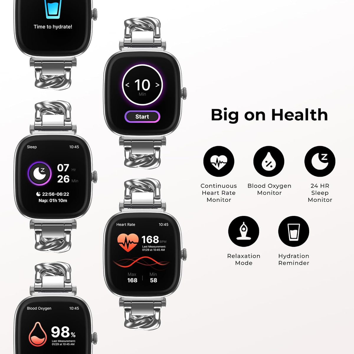 iTouch Belle - Reloj inteligente para mujer, pantalla AMOLED de 1.75 pulgadas, rastreador de actividad física con llamadas Bluetooth, frecuencia cardíaca y seguimiento del sueño, más de 60 modos deportivos, reloj inteligente impermeable IP68 para Android