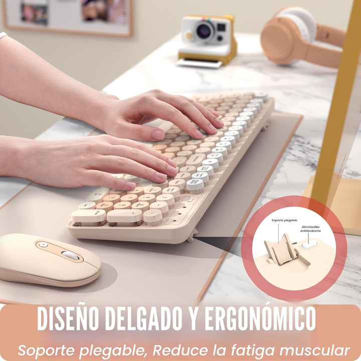 Teclado y ratón inalámbricos, combo de teclado y ratón silencioso,...