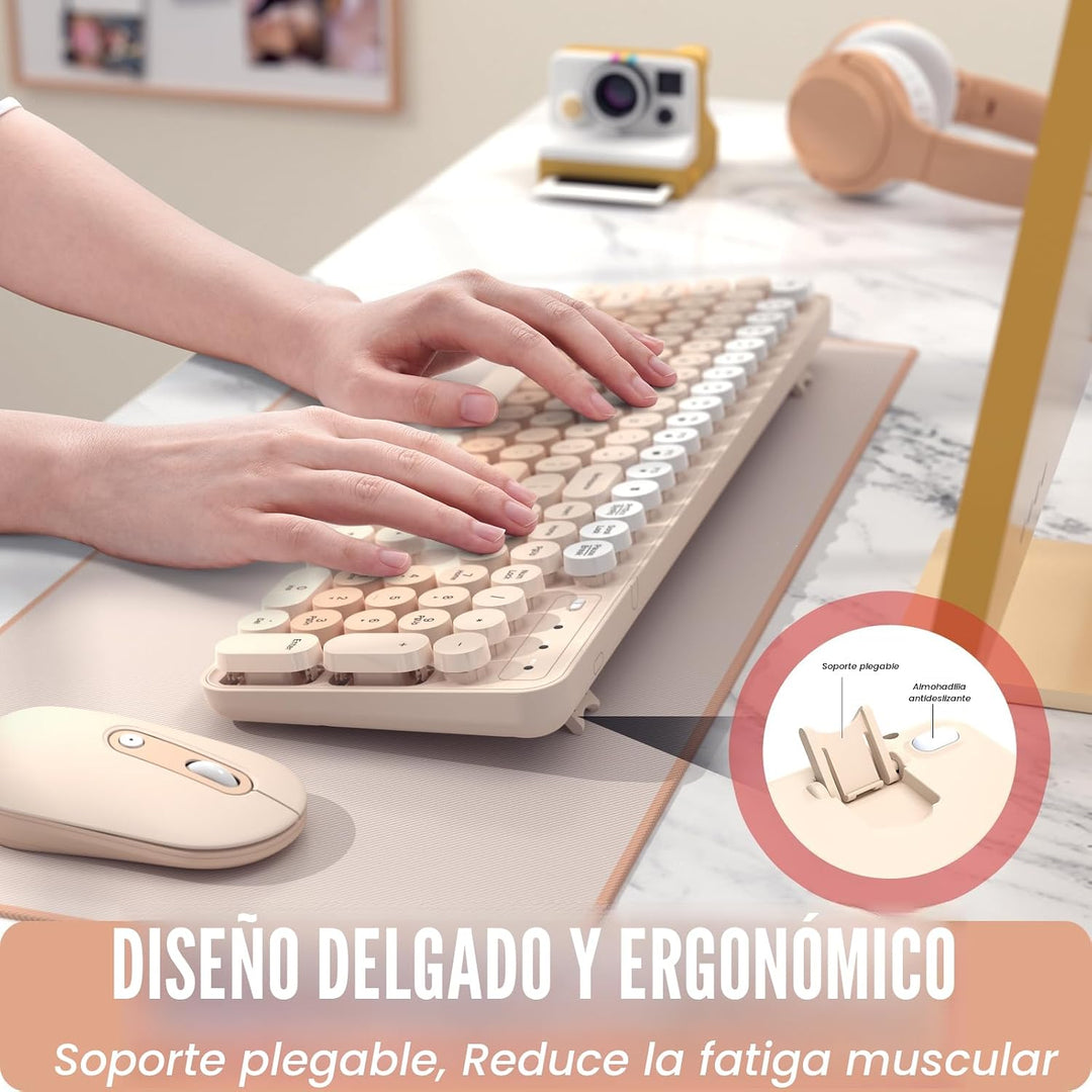 Teclado y ratón inalámbricos, combo de teclado y ratón silencioso,...