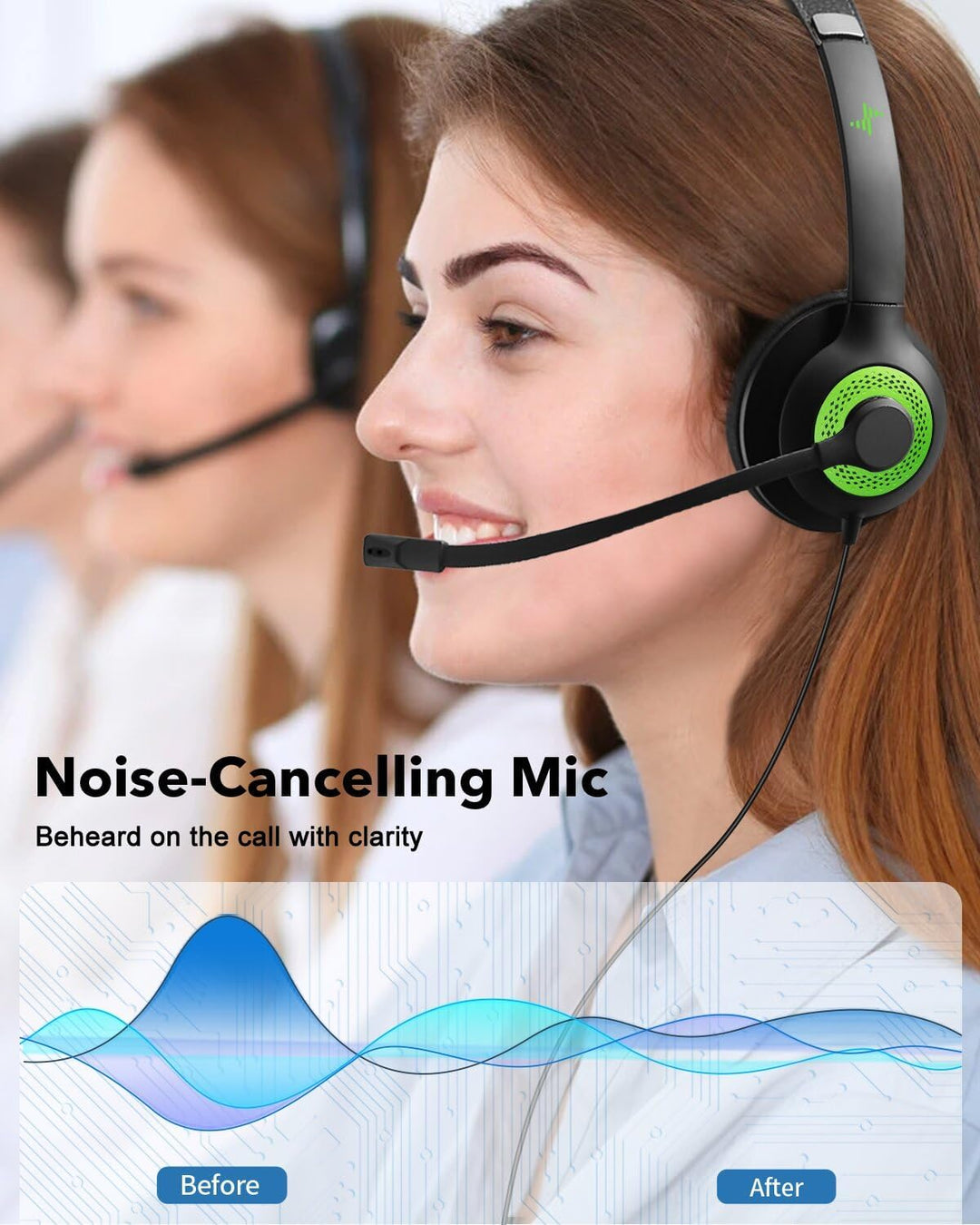 JIAMQISHI Auriculares USB con micrófono para PC, auriculares para c...