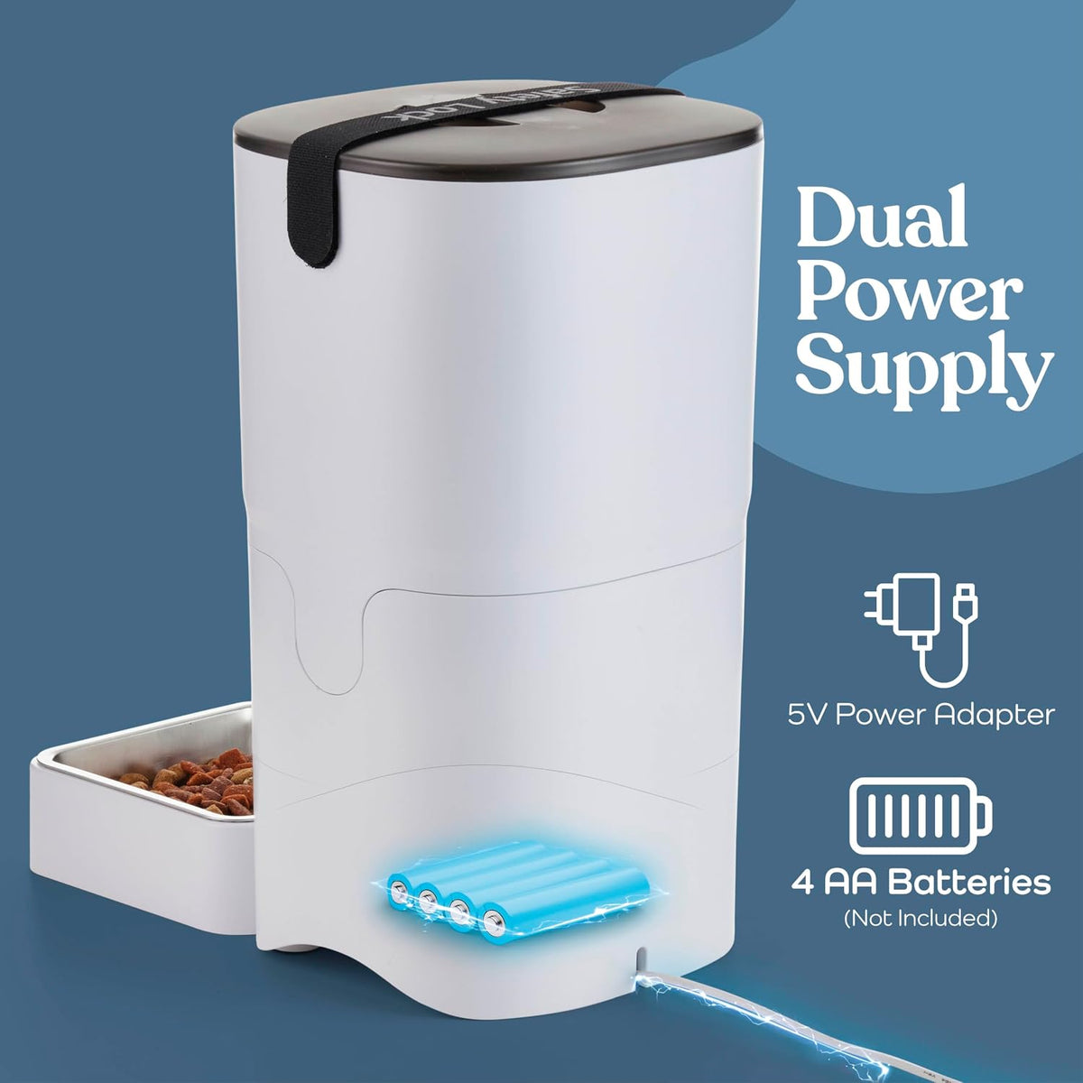 Alimentador automático inteligente para gatos, dispensador automático confiable de alimentos para gatos de 6 litros con pantalla LCD para una fácil instalación, (blanco)