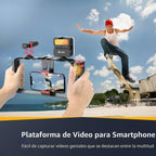 Zeadio Kit de aparejo de video para teléfono inteligente todo en uno, plataforma de jaula de teléfono variable con luz de video RGB, micrófono de escopeta, estabilizador de video universal para iPhone/Android, cinematografía, vlogging, YouTube, TikTok