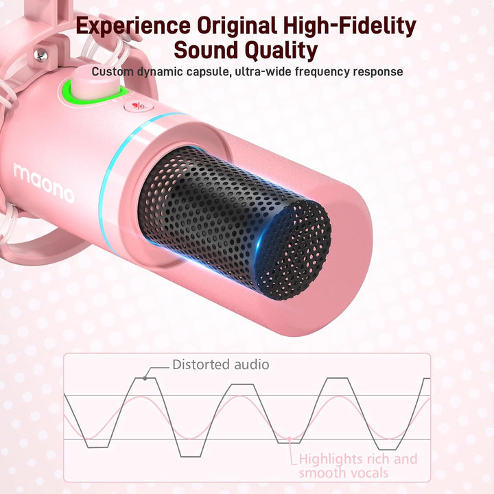 MAONO Kit de micrófono dinámico XLR\/USB, micrófono RGB para juegos...