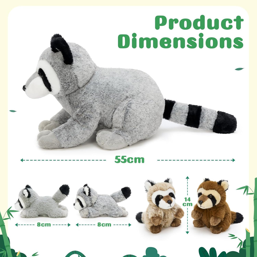 MaoGoLan 5 piezas de peluche de mapache grande de 22 pulgadas con 4...