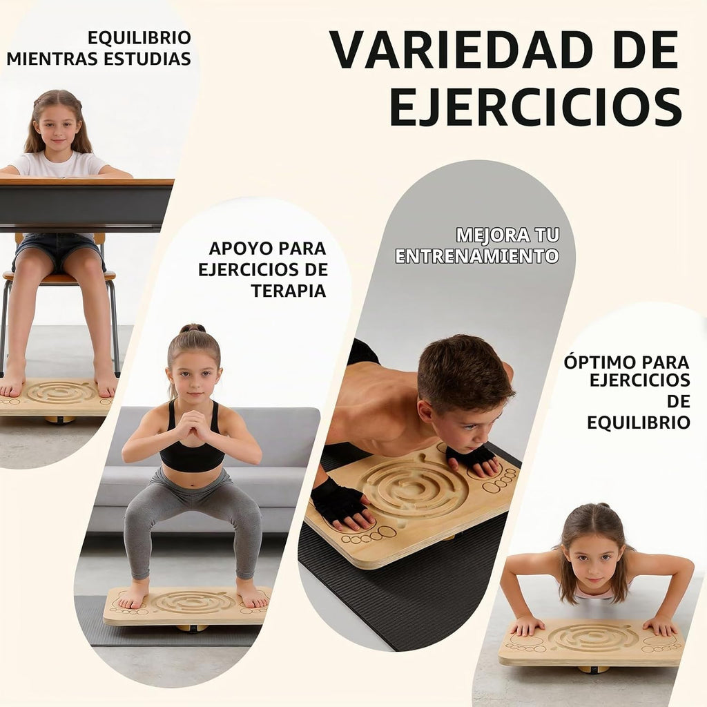 Juoe Tabla de equilibrio de laberinto para niños y adultos, hasta 350 libras para habilidades de coordinación, carreras de obstáculos, juguetes de equilibrio sensorial para niños, tabla de equilibrio