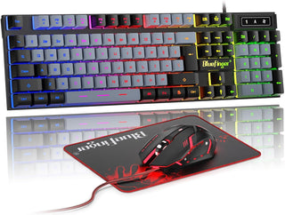 BlueFinger Combo de Teclado RGB para Juegos y Mouse Retroiluminado,...
