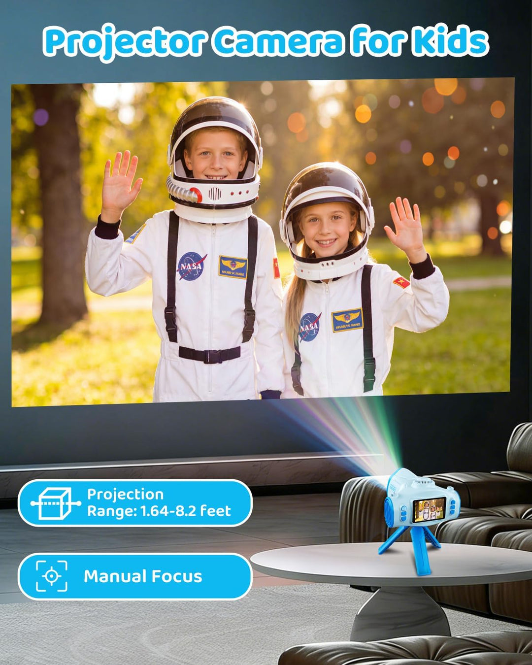 Cámara para niños con proyector, videocámara de video digital 1080P...