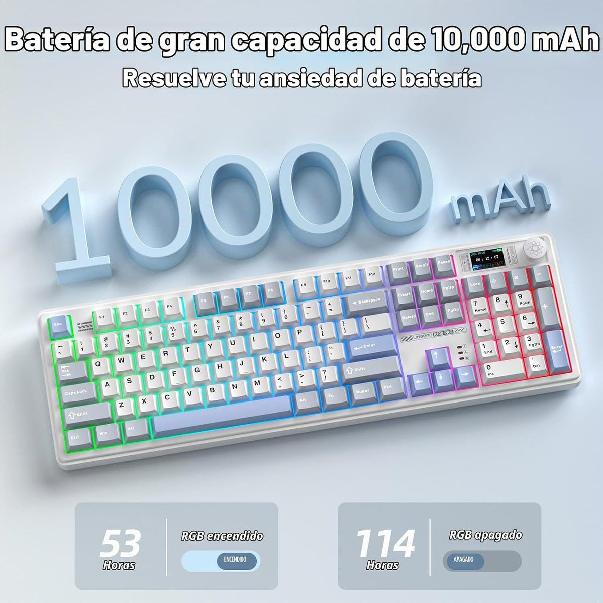 CORBOBO LINGBAO K108 Pro Teclado mecánico inalámbrico con pantalla...