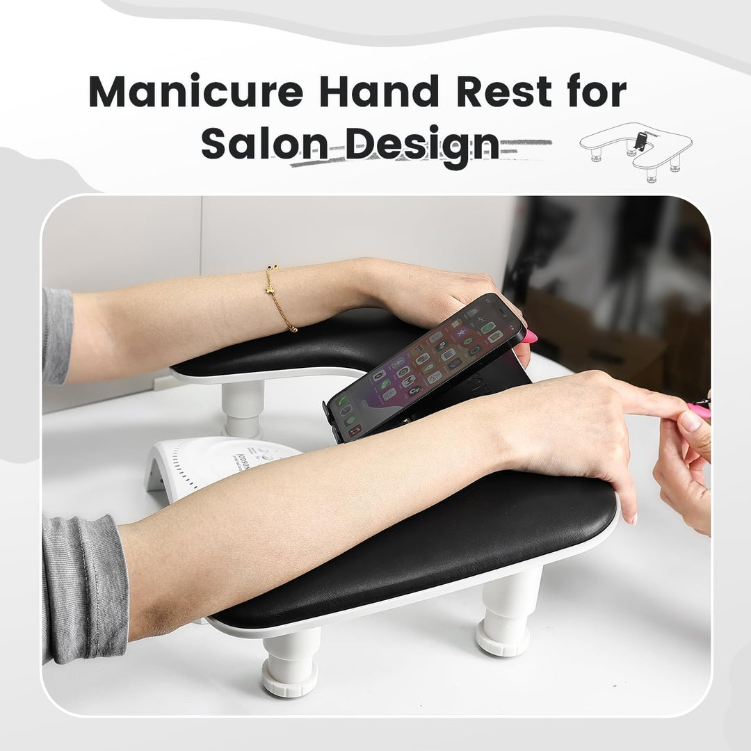JODSONE Reposabrazos en forma de U negro para técnicos de uñas con...