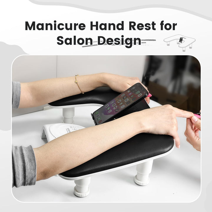 JODSONE Reposabrazos en forma de U negro para técnicos de uñas con...