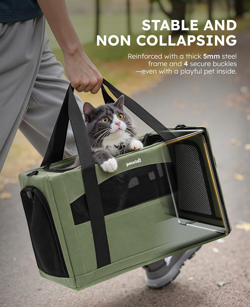 Pecute Transportador para gatos estable, transportador de mascotas con
