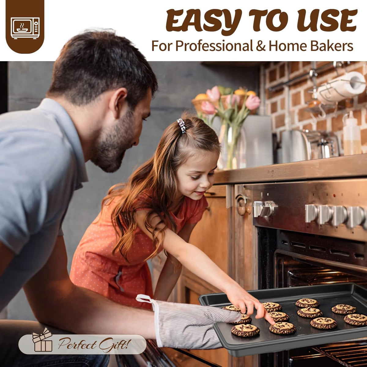 Juego de Moldes para Hornear, Juegos de Utensilios Antiadherentes para Hornear, Moldes para Horno para Cocinar, AIVIKI Juego de 6 Piezas de Bandejas para Hornear Incluyendo Bandeja para Galletas