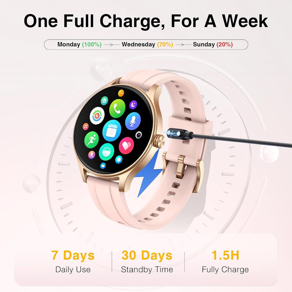 Fitpolo - Reloj inteligente para mujer con Android y iPhone (2 bandas