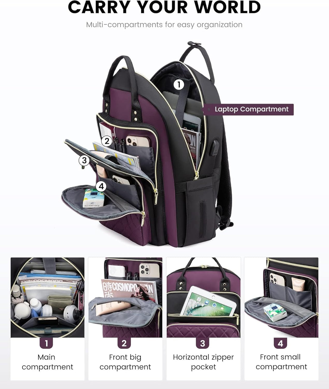 LOVEVOOK Mochila para computadora portátil para mujer, mochila para...