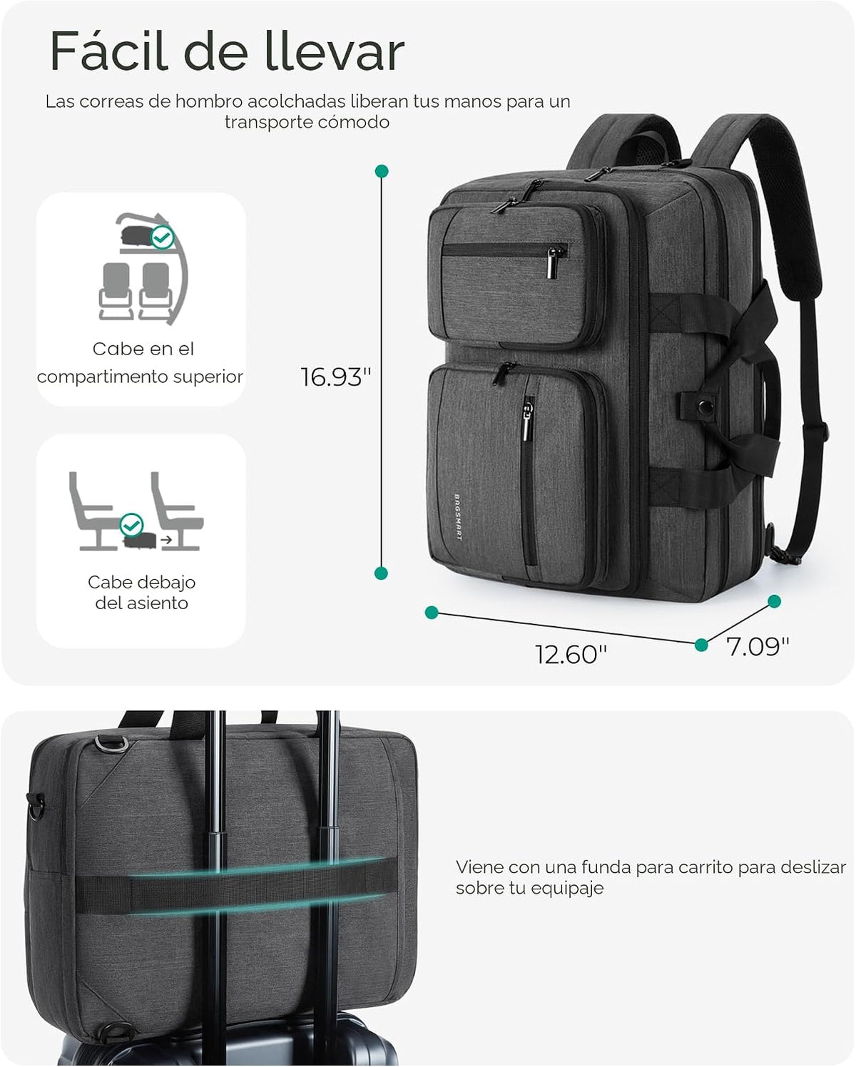 BAGSMART Bolsa para laptop 3 en 1 para hombres, maletín para comput...
