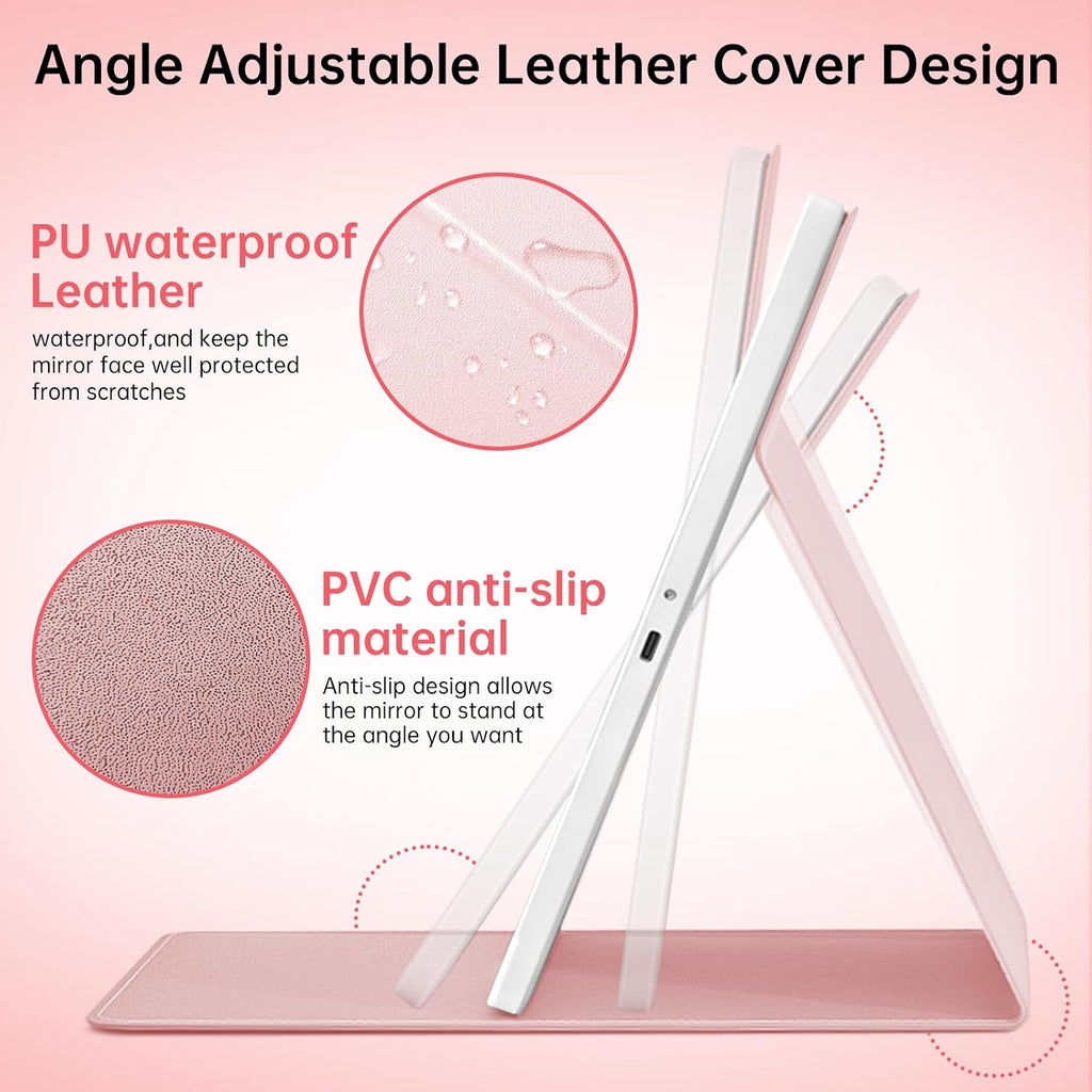FUNTOUCH - Espejo de maquillaje de viaje recargable grande de 2500 mAh con