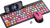 Colorido combo de teclado y mouse inalámbricos, teclas redondas, te...