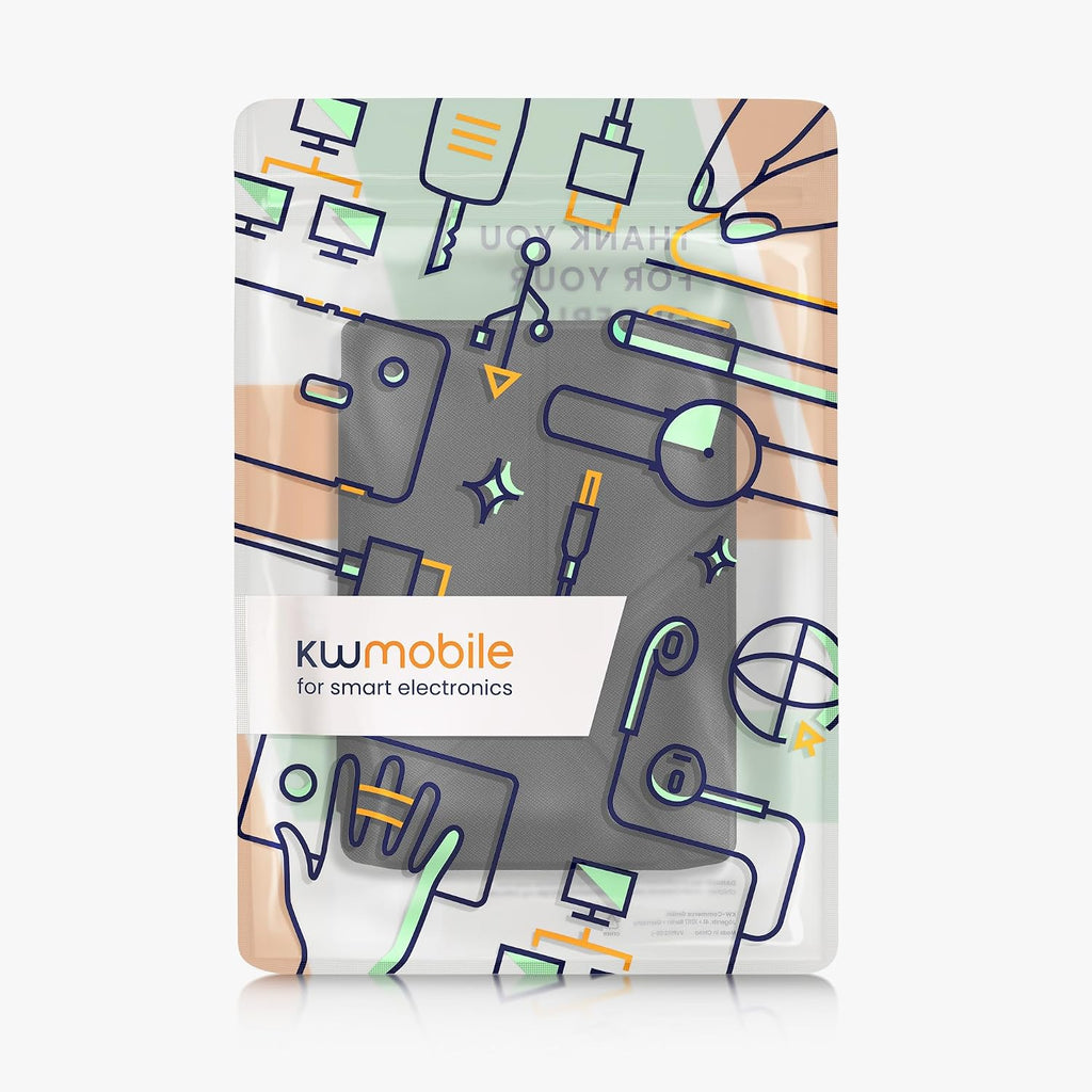 kwmobile Funda para Pocketbook InkPad 4/Color 3/2 / Vivlio InkPad 4/Color 3 - Funda delgada de piel sintética para lector electrónico con soporte y función de sueño automático - Negro