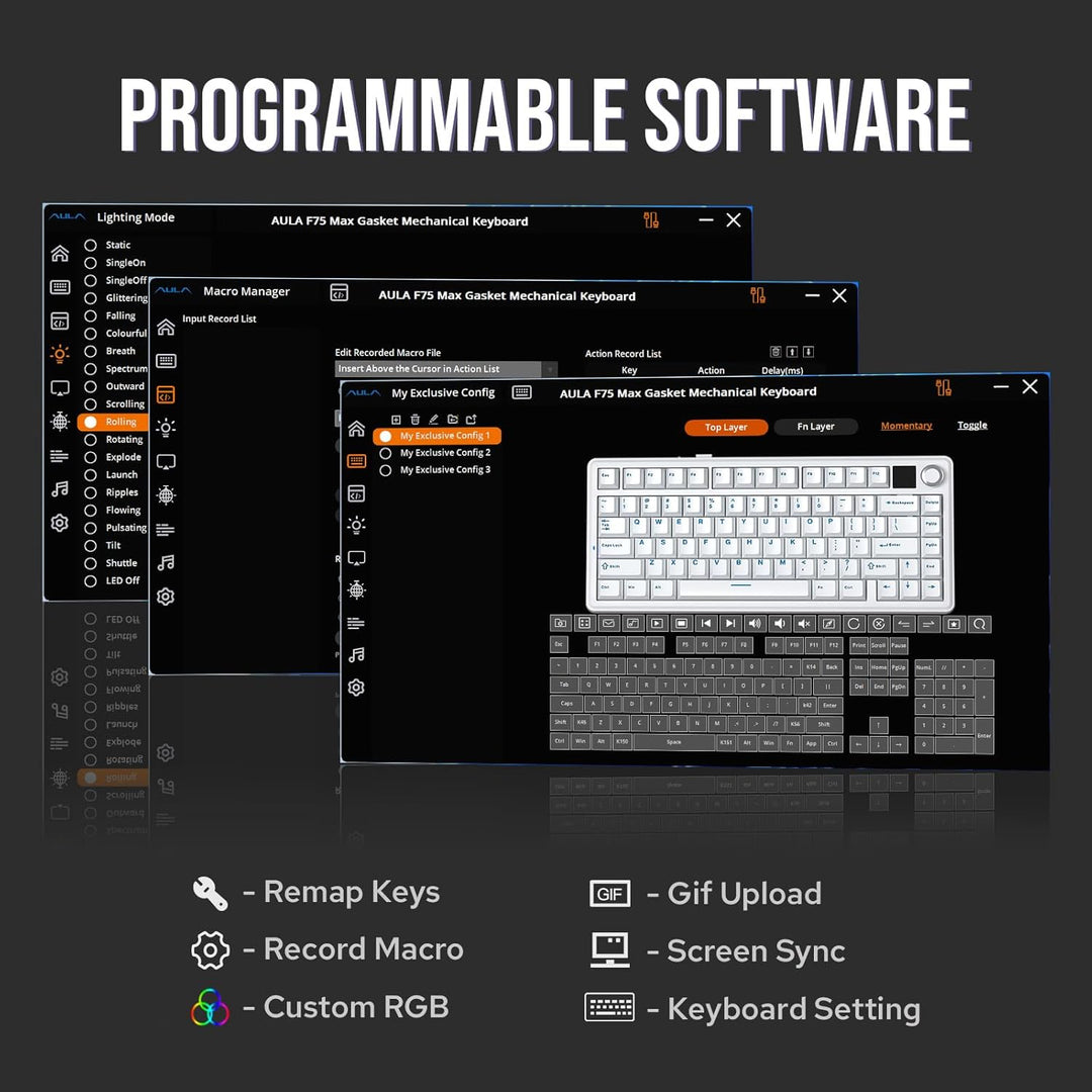 EPOMAKER X Aula F75 MAX - Teclado mecánico inalámbrico con pantalla...