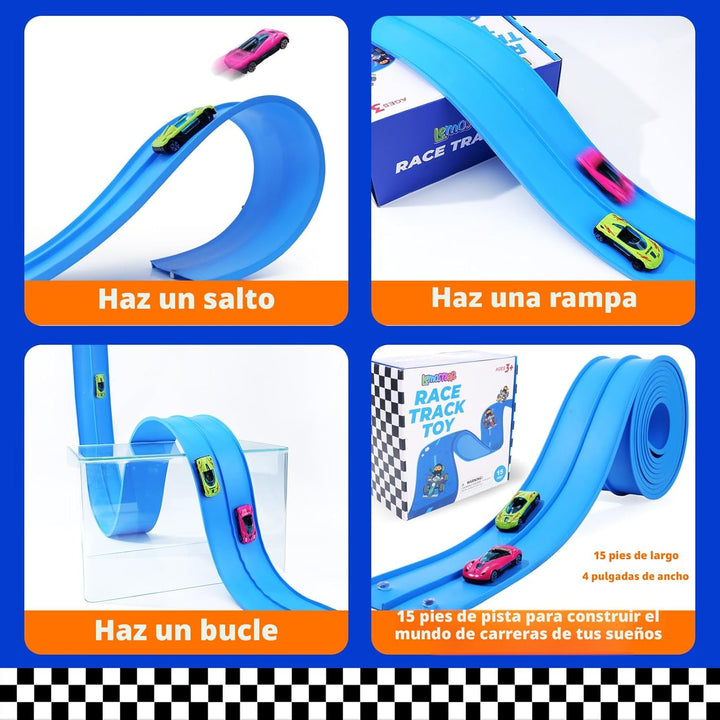 Juguetes flexibles de pista de carreras para niños: pista de rampa...