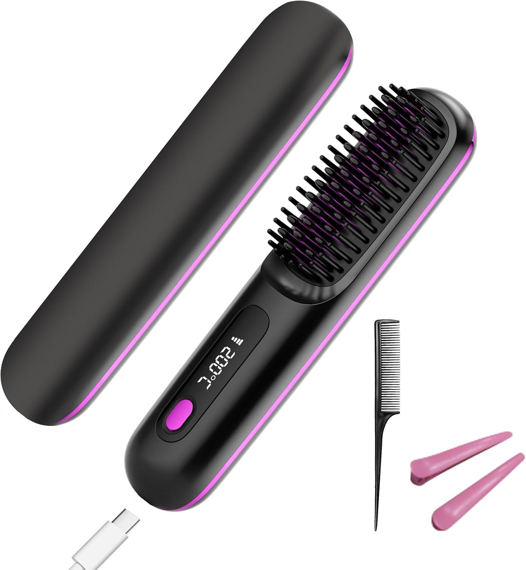 GERY Go Brush Pro 2026 - Cepillo alisador de pelo inalámbrico portá...