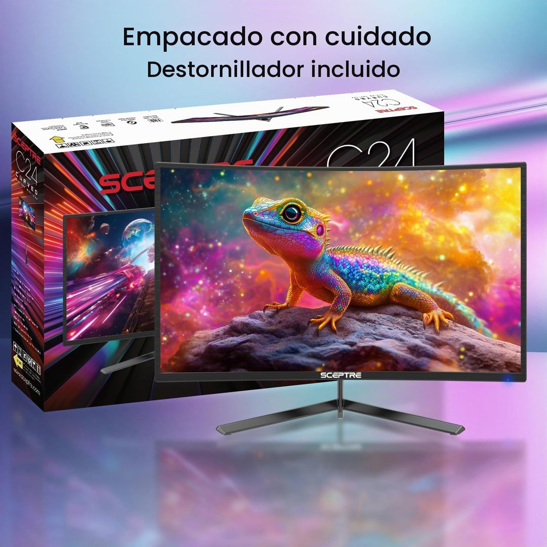 Sceptre Nuevo monitor curvo para juegos de 24 pulgadas 1080p hasta...