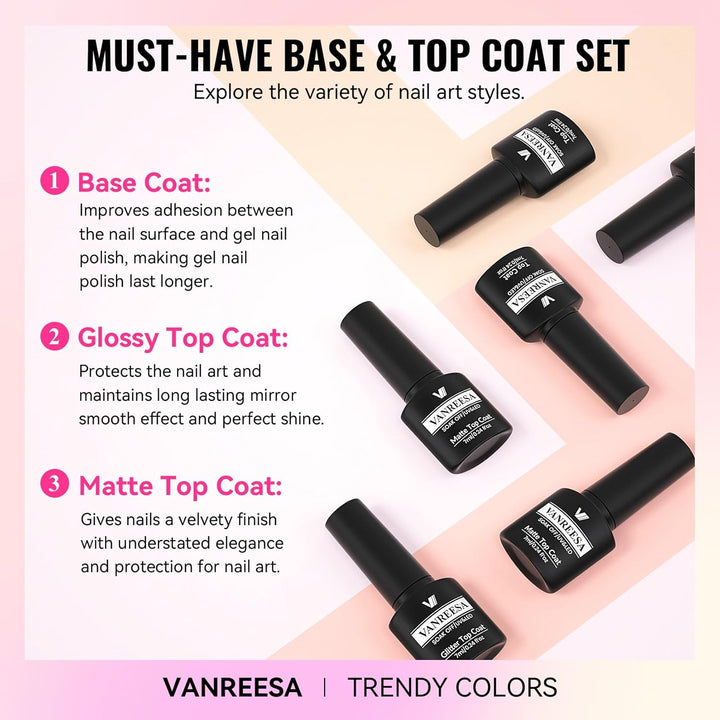 VANREESA - Juego de 24 esmaltes de gel para uñas, 21 colores con ca...