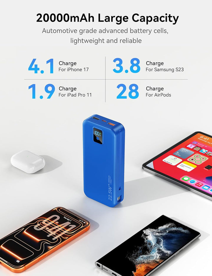 Cargador portátil, 20000 mAh 22.5 W, cargador de batería de carga r...