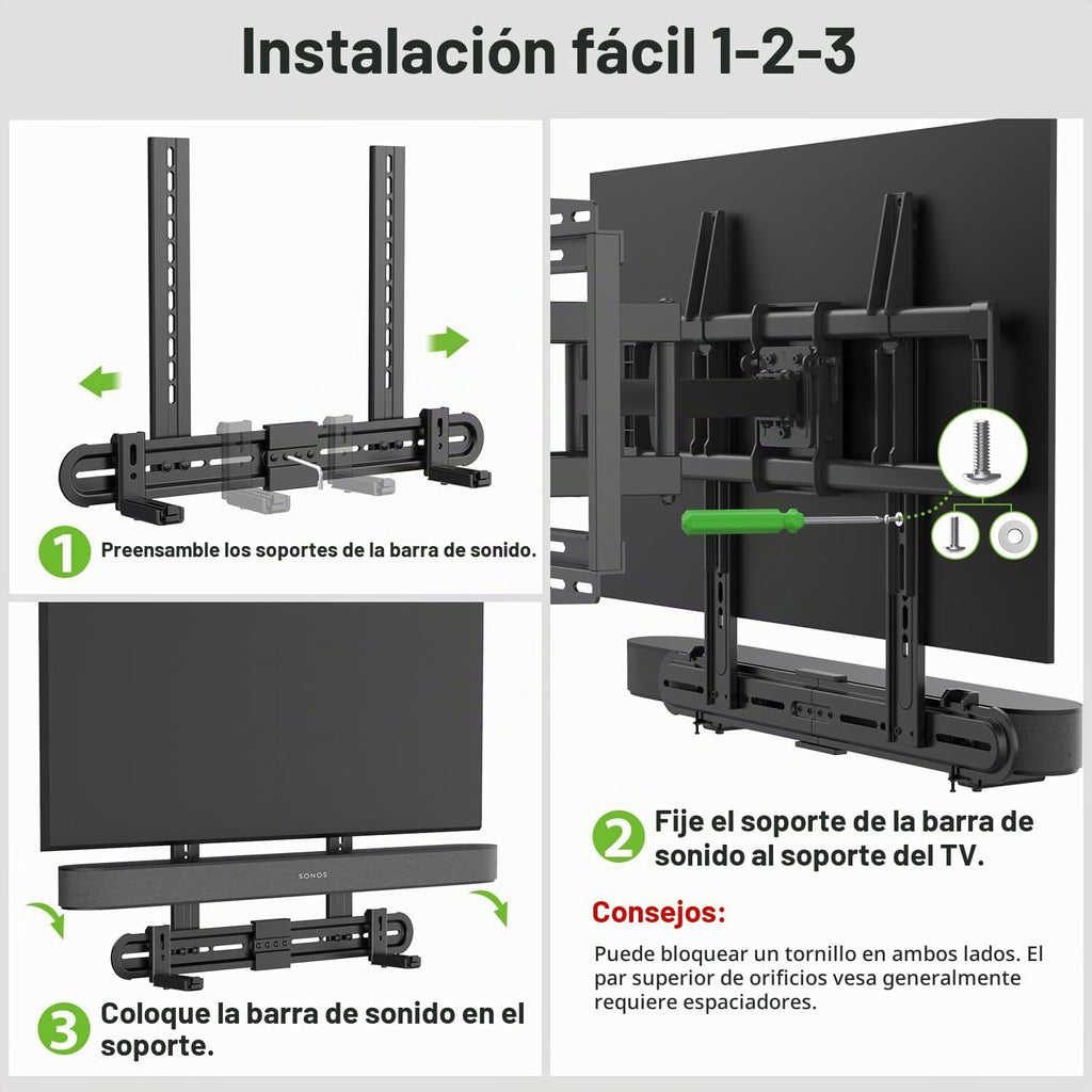 USX MOUNT Soporte universal para barra de sonido, soporte de TV para barra de sonido con altavoz, se adapta a 2 opciones de instalación, soporte de base antideslizante extraíble que se extiende de