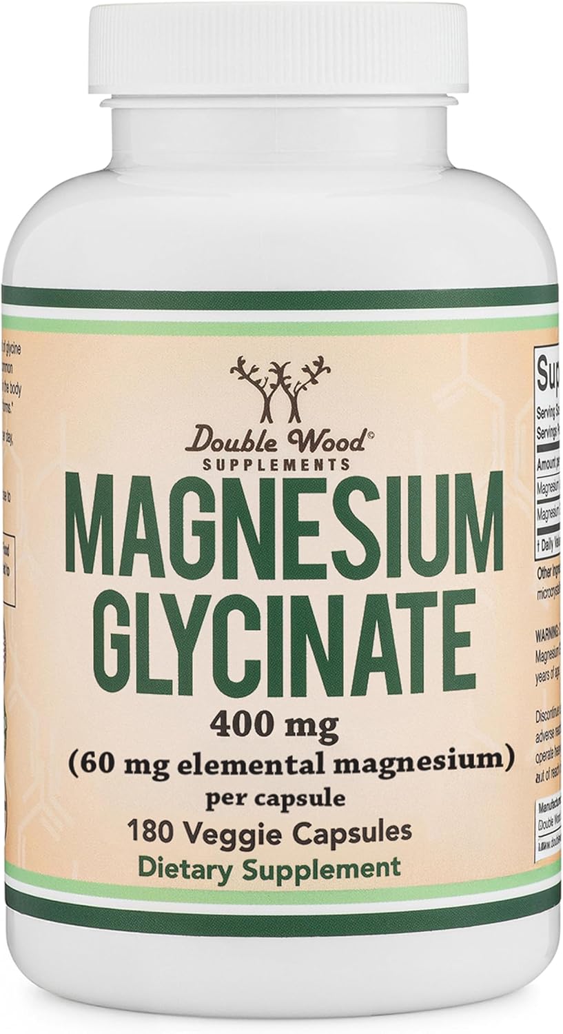 Glicinato de magnesio 400 mg | 180 cápsulas | Apoyo para el sueño,...