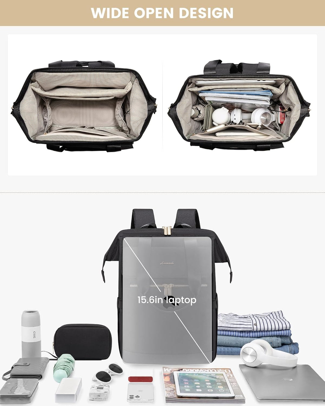LOVEVOOK Mochila para laptop para mujeres, mochila de trabajo conve...