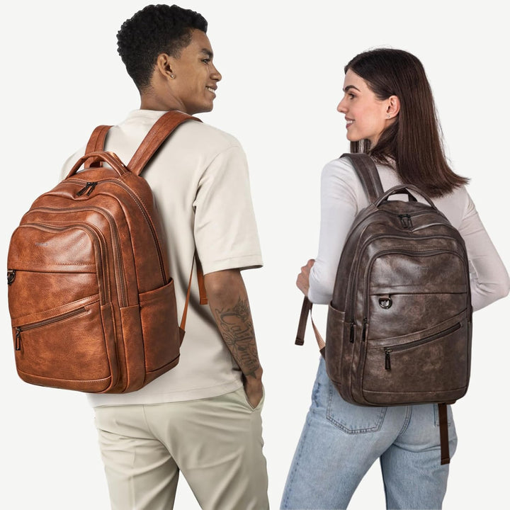 LATMAP Mochila de 43L para mujer: mochila de cuero vegano que cabe...