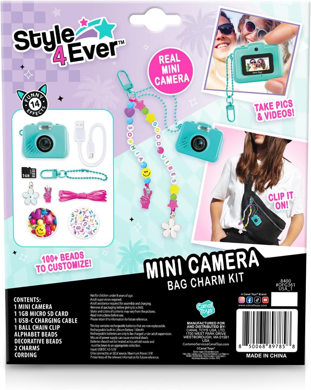 Style 4 Ever Mini Digital Camera Bag Charm Kit - Turquesa: marcos y...