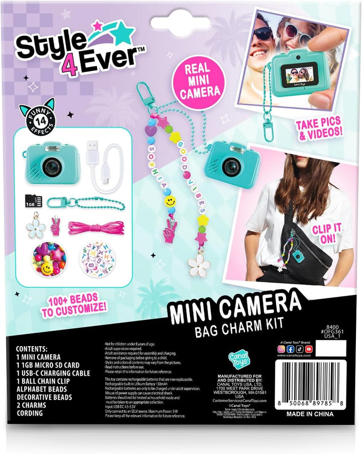 Style 4 Ever Mini Digital Camera Bag Charm Kit - Turquesa: marcos y...