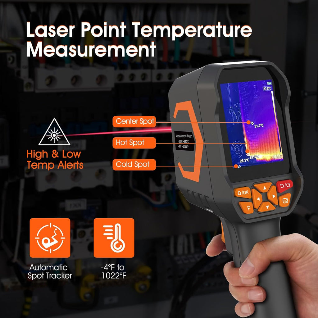 Cámara térmica detector de fugas de agua/aire, pistola de imágenes infrarrojas AIOMEST con resolución TISR de 512 x 384, análisis 2D/3D de PC, cámara de 2 MP, temperatura de calor de -4 °F a 1022 °F para inspección de humedad de pared HVAC