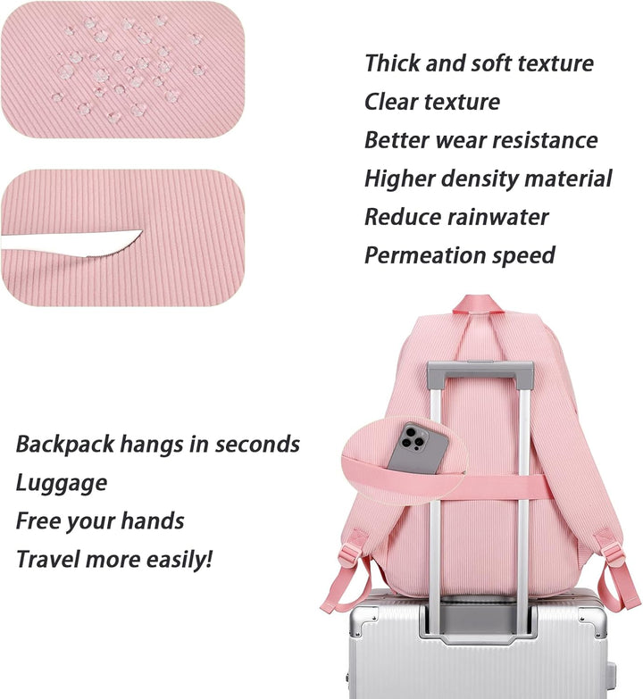 BLUWEI Mochila para laptop para niñas, mochila de pana para adolesc...