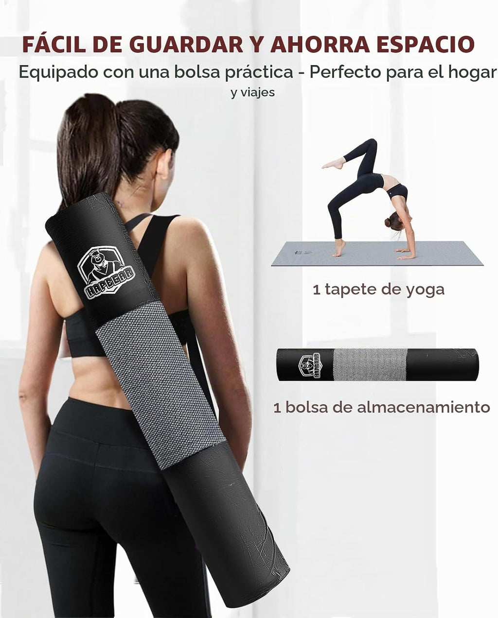 HAPBEAR Esterilla de Yoga Grande - 72"x36" Extra Ancha - 1/4" de Espesor PVC Dual Color | Superficie Antideslizante y Alto Amortiguamiento - Ideal para Yoga, Pilates y Entrenamientos en Casa - Bolsa de Malla Bolsa de Regalo