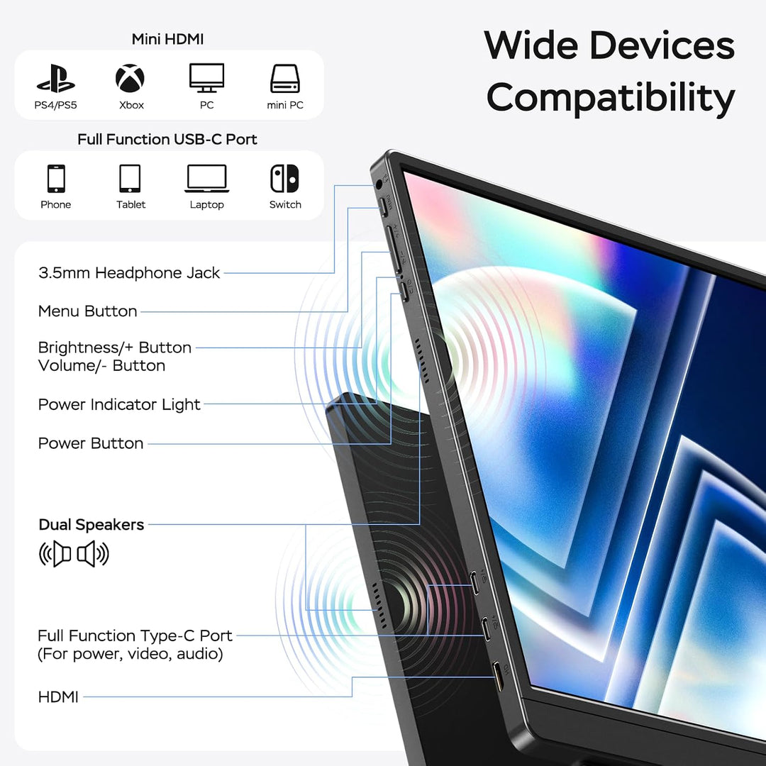 MNN 17.3" QHD 165Hz USB-C HDMI Monitor para juegos | 17.3"...