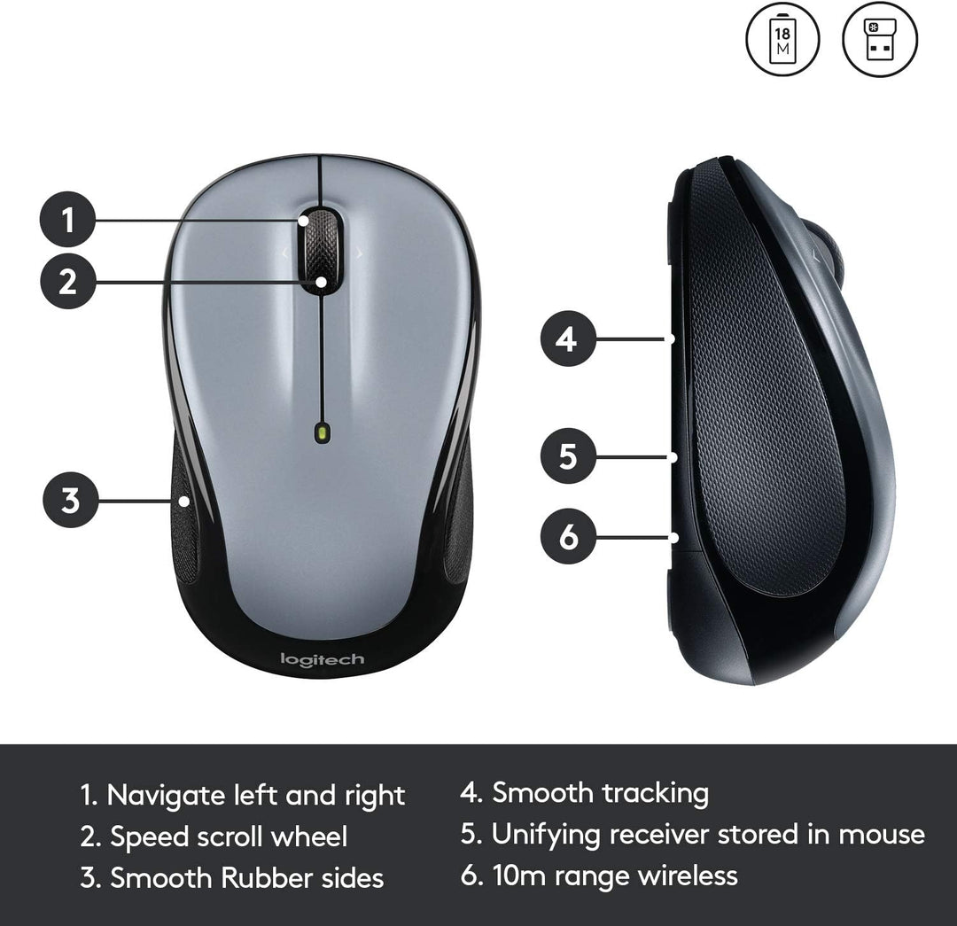 Logitech M325 - Ratón inalámbrico con desplazamiento diseñado para...