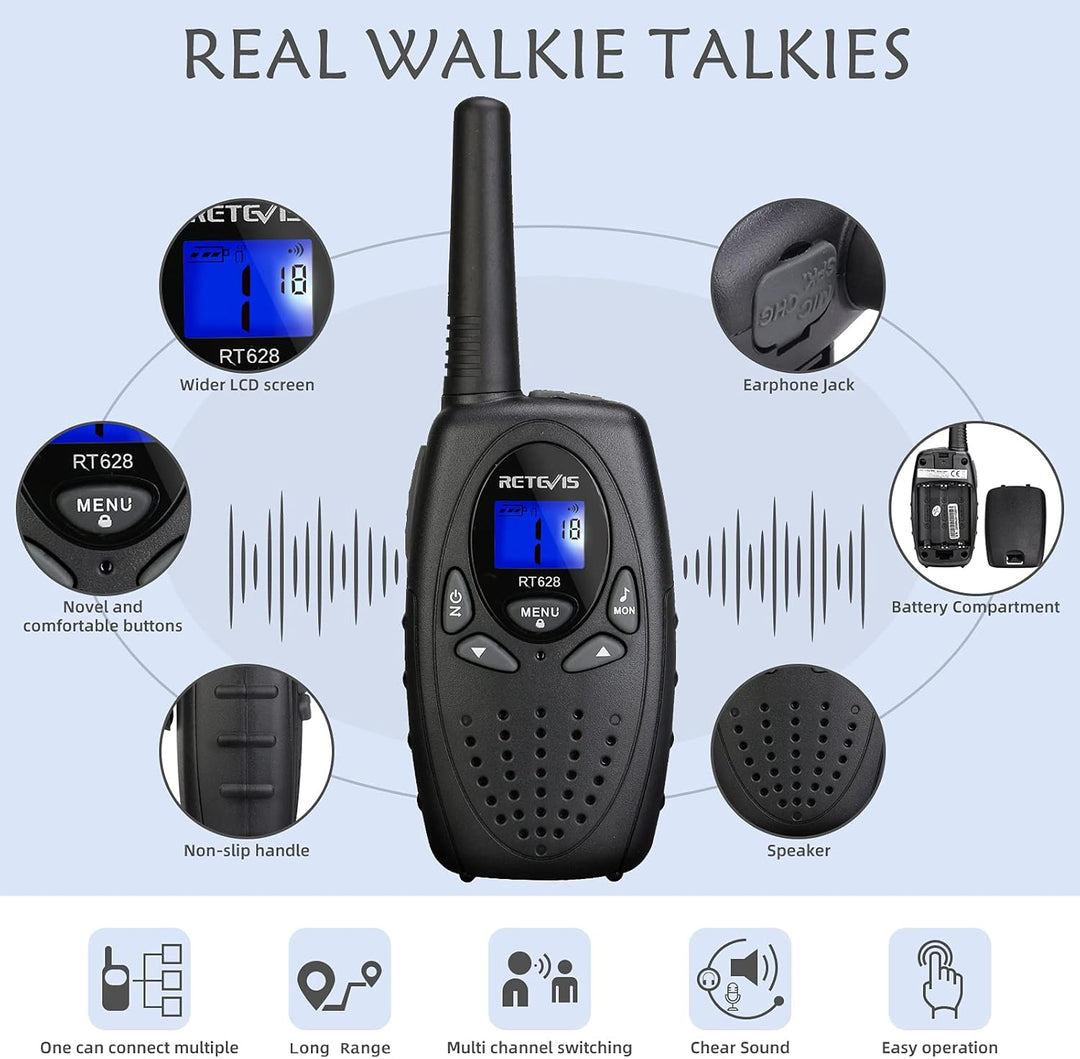 Retevis RT628 Walkie Talkies para niños, Walky Talky, bloqueo de te...