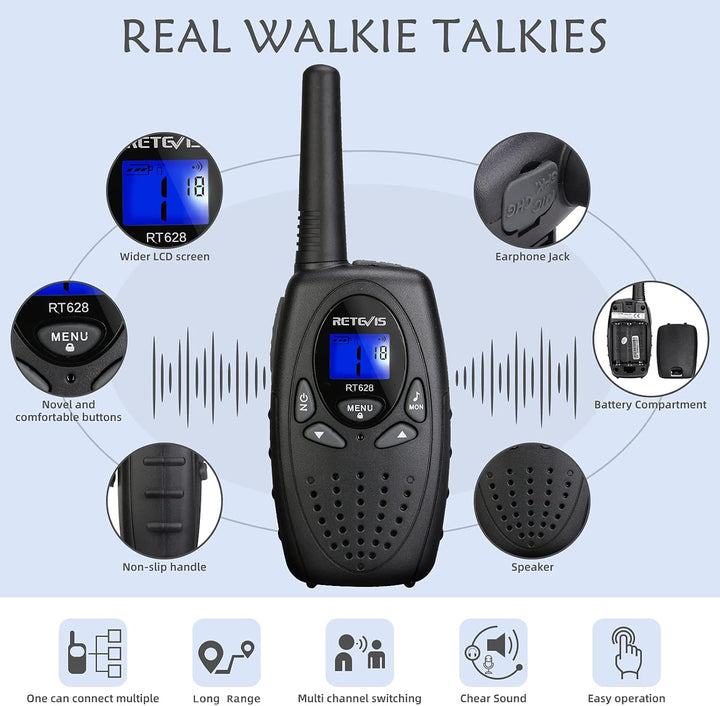 Retevis RT628 Walkie Talkies para niños, Walky Talky, bloqueo de te...