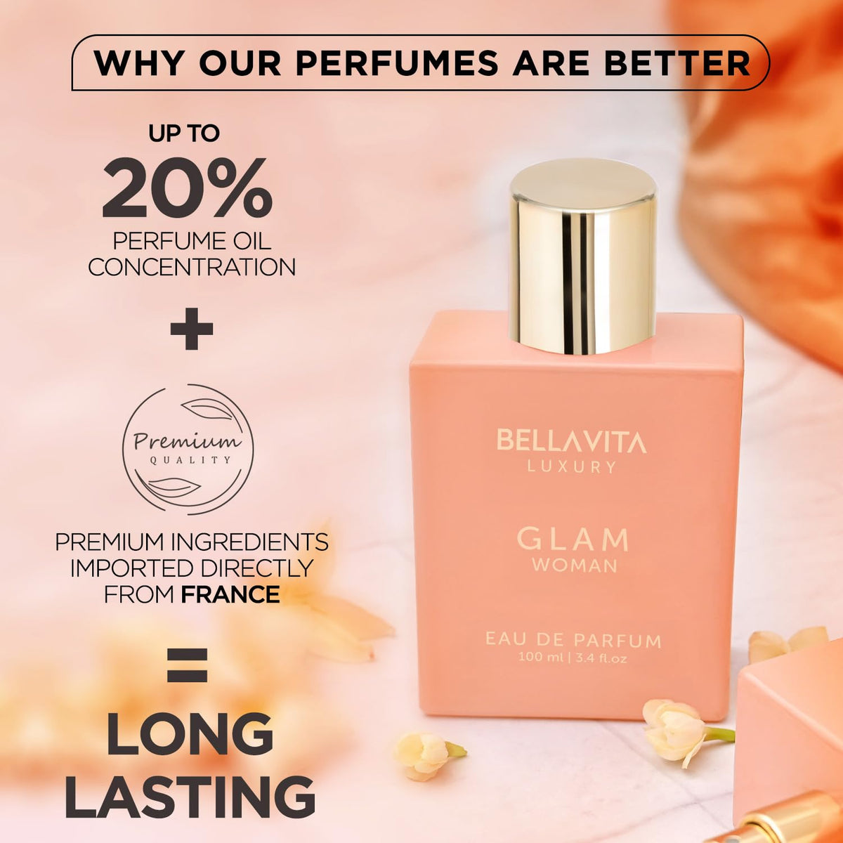 BellaVita Luxury GLAM Perfume para mujer | Notas de naranja african...