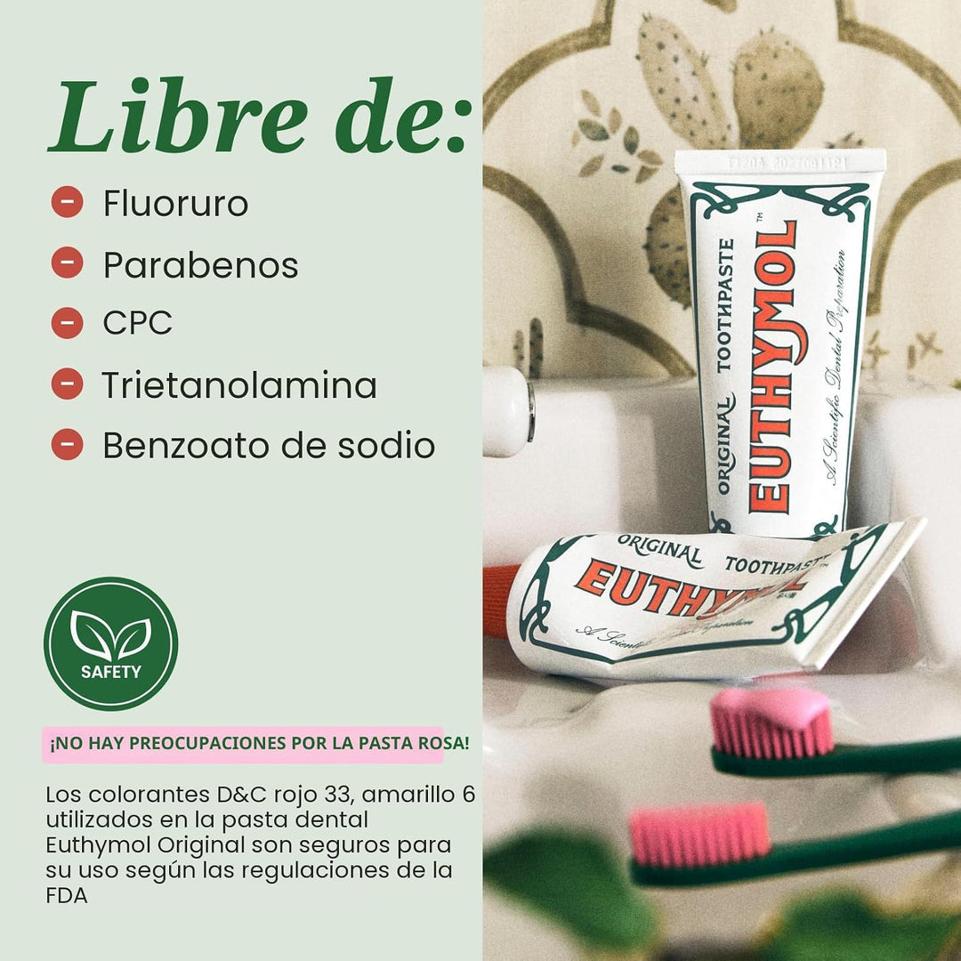 EUTHYMOL Pasta de dientes rosa original (3.7 fl oz\/paquete de 1) -...