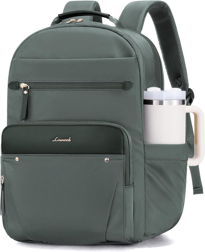 LOVEVOOK Mochila para laptop para mujer con ribete de cuero y bolsi...