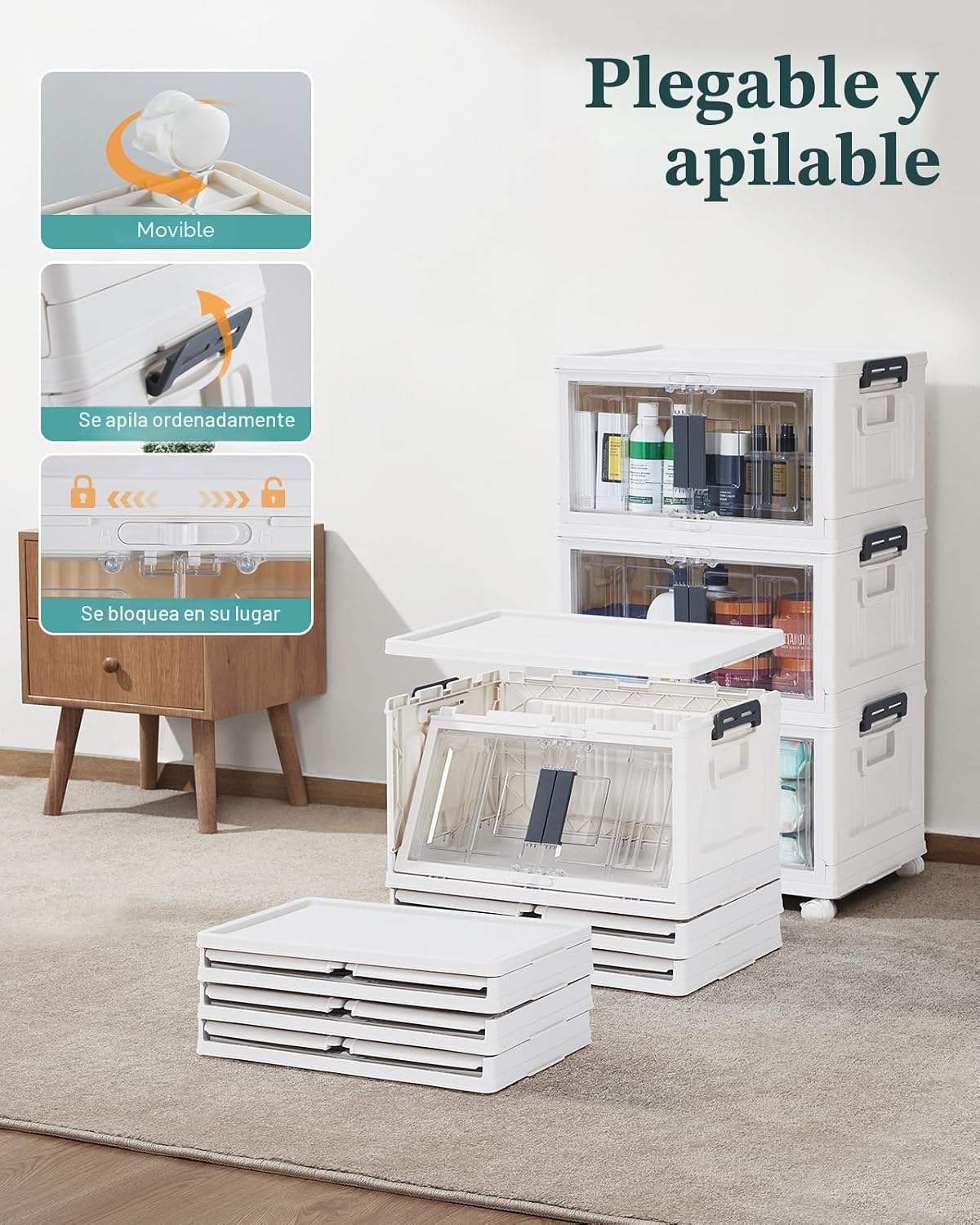 OlarHike 23QT Storage Bins con Lids para Closet, Office, Room, 3 Pack