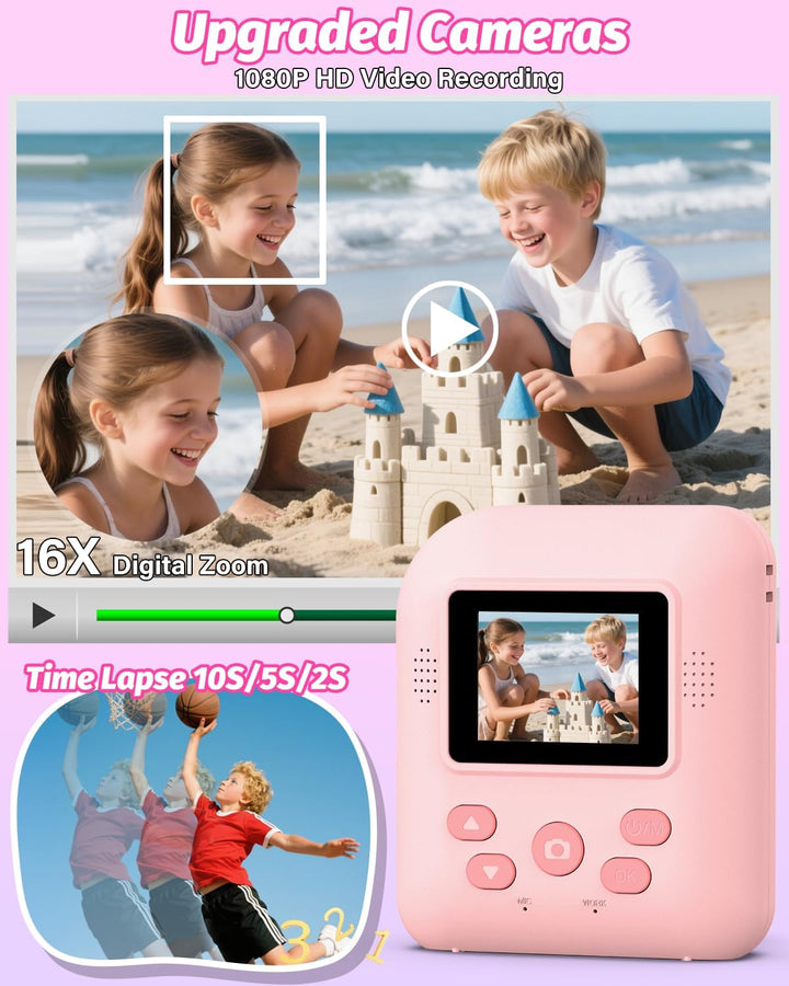 Teslahero Cámara para Niños con Impresión Instantánea de Fotos, Cám...