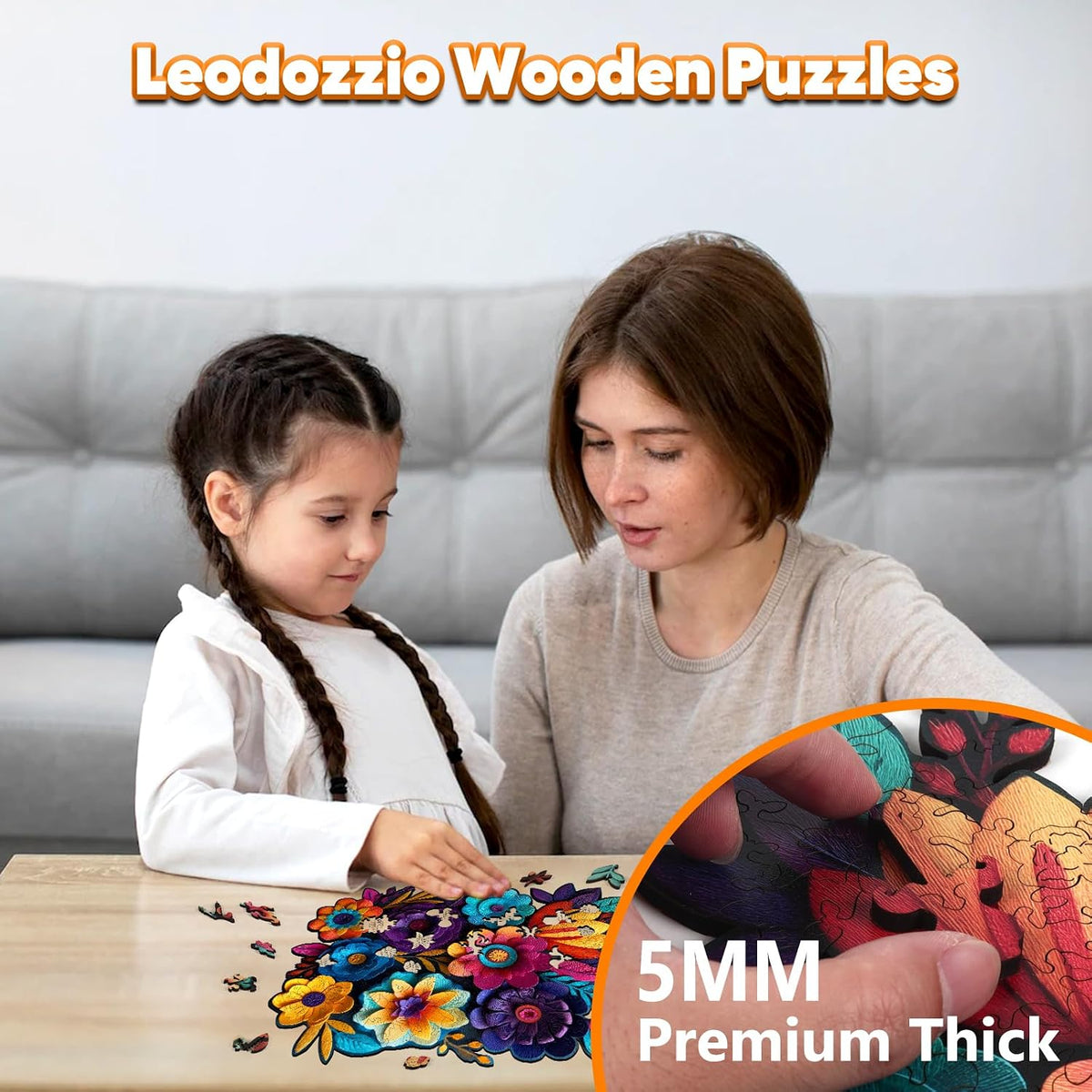 Rompecabezas de madera Leodozzio 500 piezas, rompecabezas de flores de otoño hechos a mano para adultos, rompecabezas de madera de forma única, juego familiar de regalo de cumpleaños, 13.8x18.4